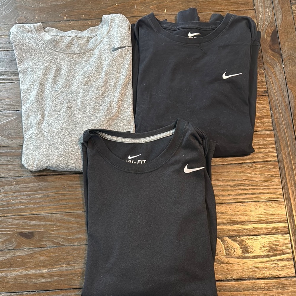 Nike Dri-FIT Black and Gray Tops
